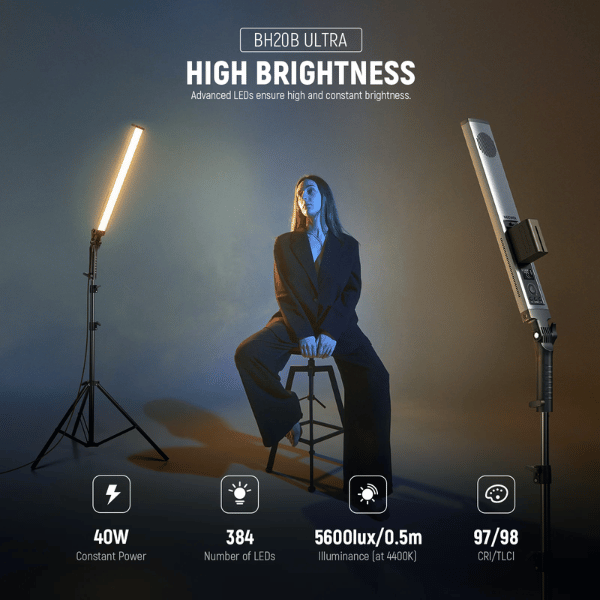 Neewer BH20B Ultra Upgraded 40W LED Video Light Stick Kit (1) Neewer BH20B Ultra Upgraded 40W LED Video Light Stick Kit – Au meilleur prix en Tunisie