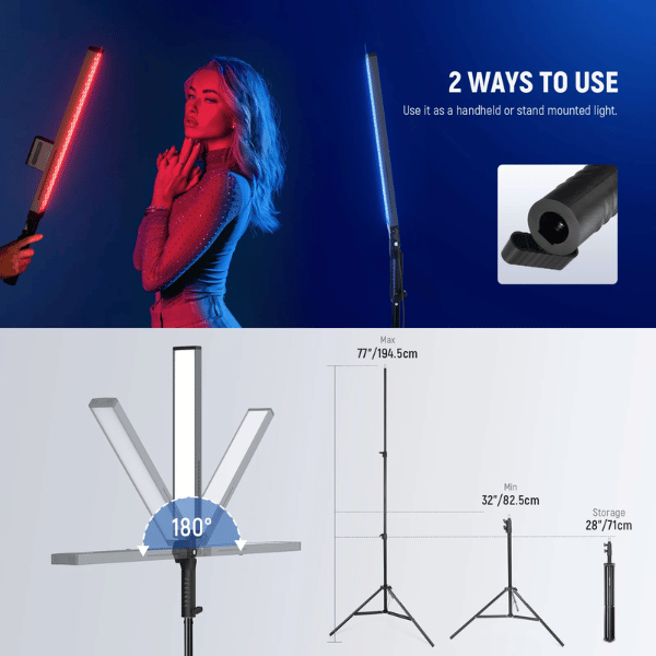 Neewer BH20B Ultra Upgraded 40W LED Video Light Stick Kit (5) Neewer BH20B Ultra Upgraded 40W LED Video Light Stick Kit En Tunisie