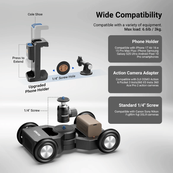 NEEWER DL400 UPGRADED MOTORIZED CAMERA SLIDER DOLLY WITH APP CONTROL (10104581) (6) Neewer Dl400 Upgraded Motorized Camera Slider Dolly With App Control (10104581) En Tunisie