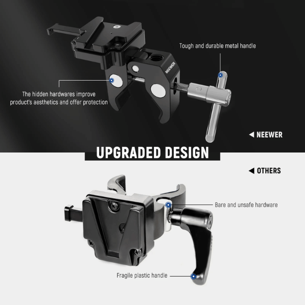 NEEWER MINI V MOUNT BATTERY PLATE WITH SUPER CRAB CLAMP (10102443) (2) Neewer Mini V Mount Battery Plate With Super Crab Clamp (10102443) En Tunisie