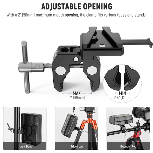 NEEWER MINI V MOUNT BATTERY PLATE WITH SUPER CRAB CLAMP (10102443) (3) Neewer Mini V Mount Battery Plate With Super Crab Clamp (10102443) En Tunisie