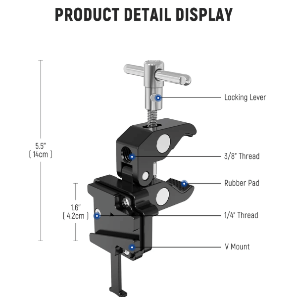 NEEWER MINI V MOUNT BATTERY PLATE WITH SUPER CRAB CLAMP (10102443) (6) Neewer Mini V Mount Battery Plate With Super Crab Clamp (10102443) En Tunisie