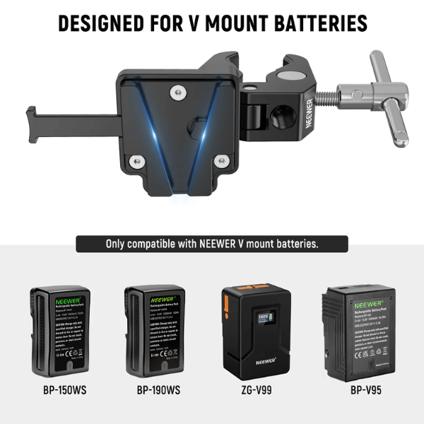 NEEWER MINI V MOUNT BATTERY PLATE WITH SUPER CRAB CLAMP (10102443) (7) Neewer Mini V Mount Battery Plate With Super Crab Clamp (10102443) En Tunisie