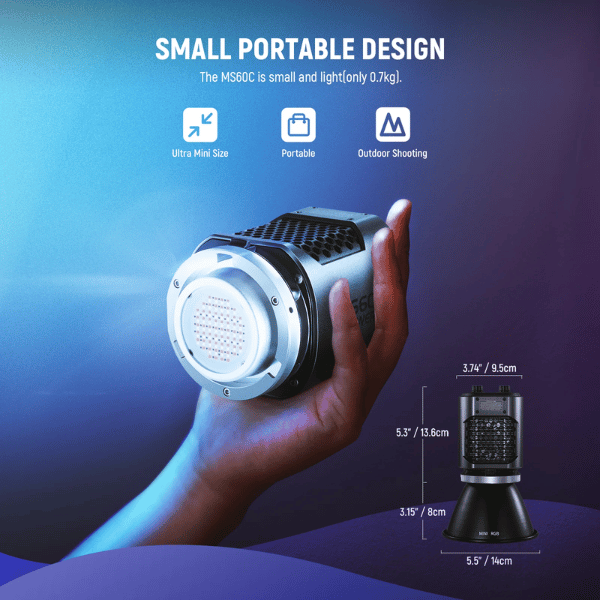 NEEWER MS60C RGB LED Video Light Handheld Spotlight (2) Neewer MS60C RGB LED Video Light Handheld Spotlight En Tunisie