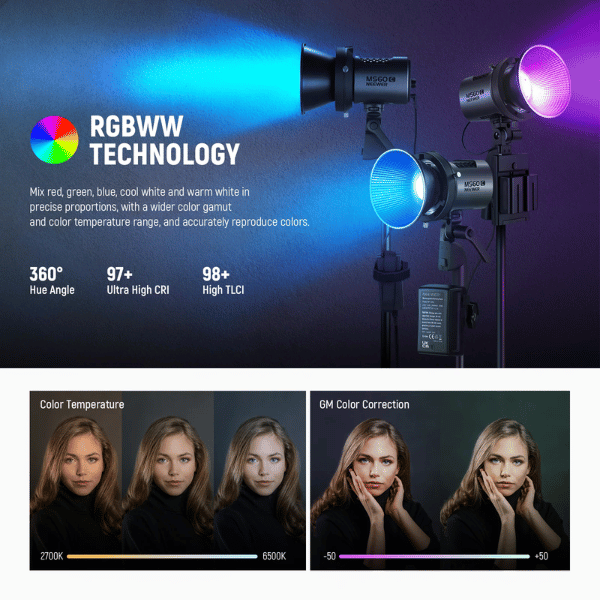 NEEWER MS60C RGB LED Video Light Handheld Spotlight (3) Neewer MS60C RGB LED Video Light Handheld Spotlight En Tunisie