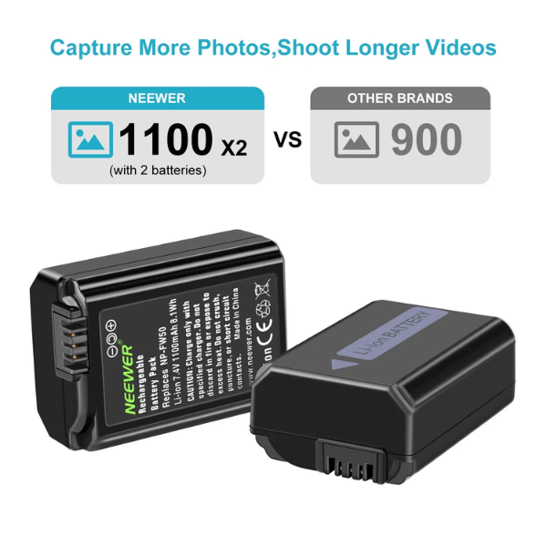 NEEWER NP-FW50 Camera Battery Charger Set for Sony (2) NEEWER NP-FW50 Camera Battery Charger Set for Sony En Tunisie