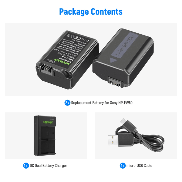 NEEWER NP-FW50 Camera Battery Charger Set for Sony (7) NEEWER NP-FW50 Camera Battery Charger Set for Sony En Tunisie
