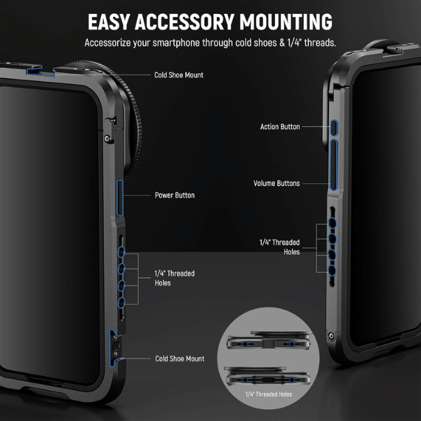 NEEWER PA023 METAL CAGE FOR IPHONE 15 PRO PRO MAX (10103135) (5) Neewer PA023 Metal Cage For Iphone 15 Pro/ Pro Max (10103135) En Tunisie