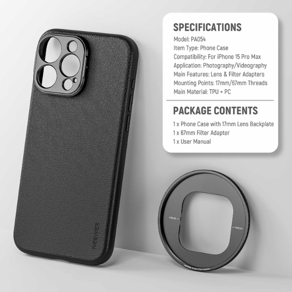 NEEWER PA053PA054 CASE FOR IPHONE 15 PROPRO MAX WITH 17MM67MM ADAPTERS (10104172) (5) NEEWER PA053/PA054 CASE FOR IPHONE 15 PRO/PRO MAX WITH 17MM/67MM ADAPTERS (10104172)