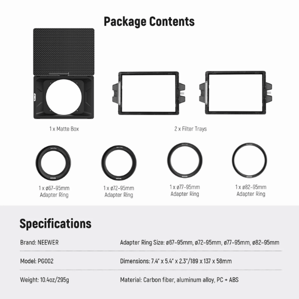 NEEWER PG002 MINI MATTE BOX (10102178) (7) Neewer PG002 Mini Matte Box (10102178) – Au meilleur prix en Tunisie