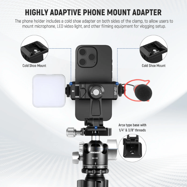 NEEWER SP-02 SMARTPHONE HOLDER TRIPOD MOUNT ADAPTER (10103410) (1) Neewer SP-02 Smartphone Holder Tripod Mount Adapter (10103410) – Au meilleur prix en Tunisie