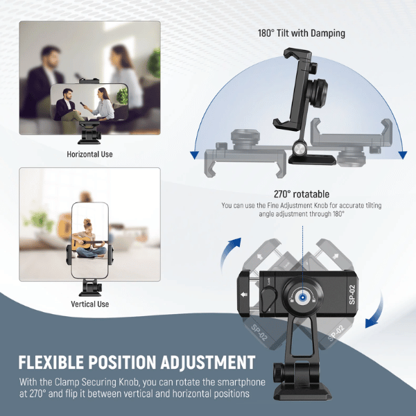 NEEWER SP-02 SMARTPHONE HOLDER TRIPOD MOUNT ADAPTER (10103410) (3) Neewer SP-02 Smartphone Holder Tripod Mount Adapter (10103410) En Tunisie
