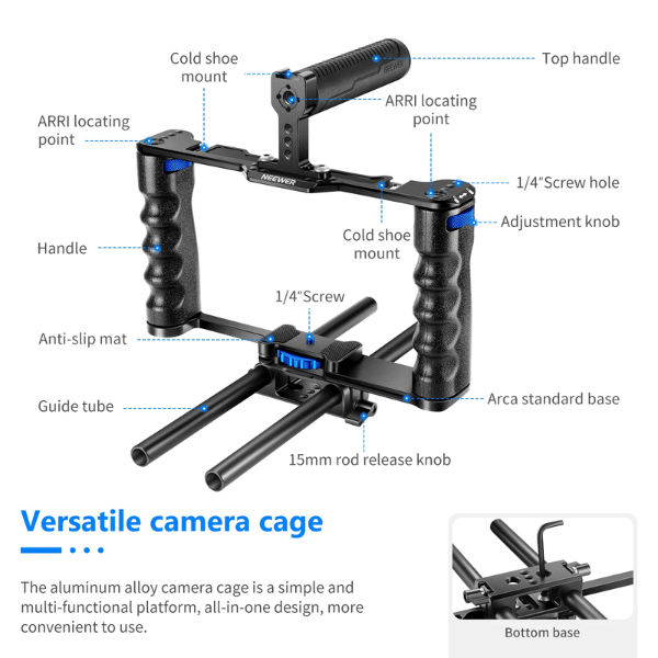 NEEWER VS107 UNIVERSAL ALUMINUM ALLOY CAMERA CAGE (10102824) (1) Neewer VS107 Universal Aluminum Alloy Camera Cage (10102824) En Tunisie