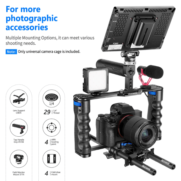 NEEWER VS107 UNIVERSAL ALUMINUM ALLOY CAMERA CAGE (10102824) (2) Neewer VS107 Universal Aluminum Alloy Camera Cage (10102824) En Tunisie