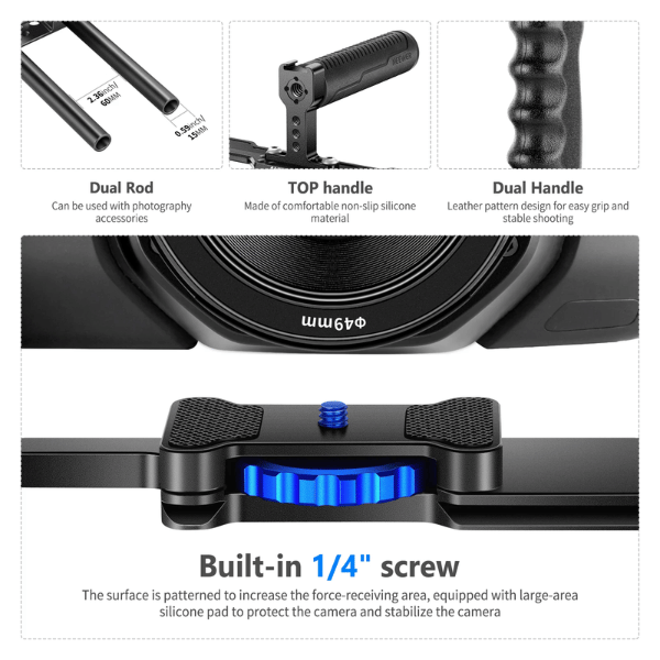 NEEWER VS107 UNIVERSAL ALUMINUM ALLOY CAMERA CAGE (10102824) (3) Neewer VS107 Universal Aluminum Alloy Camera Cage (10102824) En Tunisie