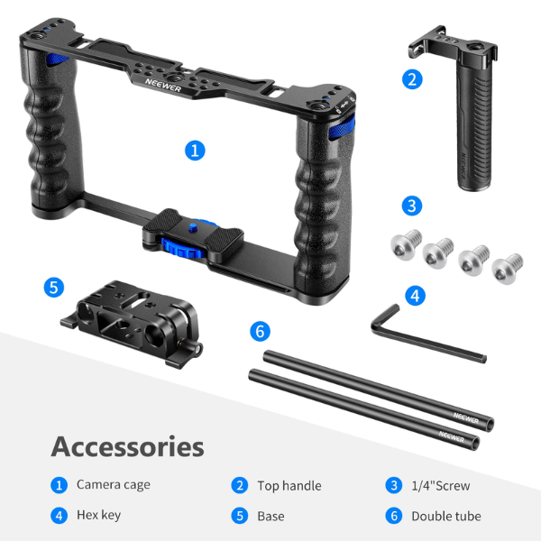 NEEWER VS107 UNIVERSAL ALUMINUM ALLOY CAMERA CAGE (10102824) (7) Neewer VS107 Universal Aluminum Alloy Camera Cage (10102824) En Tunisie