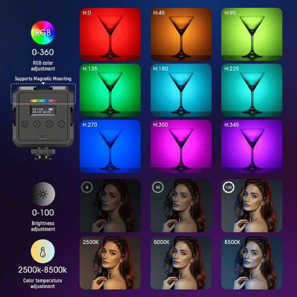 Neewer RGB61 Magnetic RGB Video Light (1) Neewer RGB61 Magnetic RGB Video Light En Tunisie