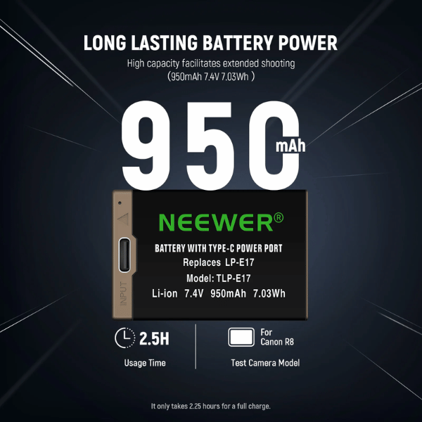 NEEWER 950mAh LP-E17 CANON REPLACEMENT CAMERA BATTERY (10103384) (1) NEEWER 950mAh LP-E17 CANON REPLACEMENT CAMERA BATTERY (10103384) En Tunisie