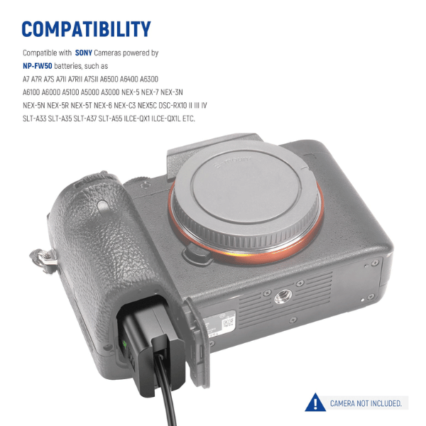 NEEWER NP-FW50 COUPLER DUMMY BATTERY FOR SONY (2) Neewer Np-Fw50 Coupler Dummy Battery For Sony En Tunisie