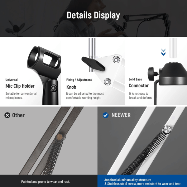 NEEWER NW-35 SUSPENSION BOOM SCISSOR MIC ARM STAND (21000030) (1) NEEWER NW-35 SUSPENSION BOOM SCISSOR MIC ARM STAND (21000030) En Tunisie