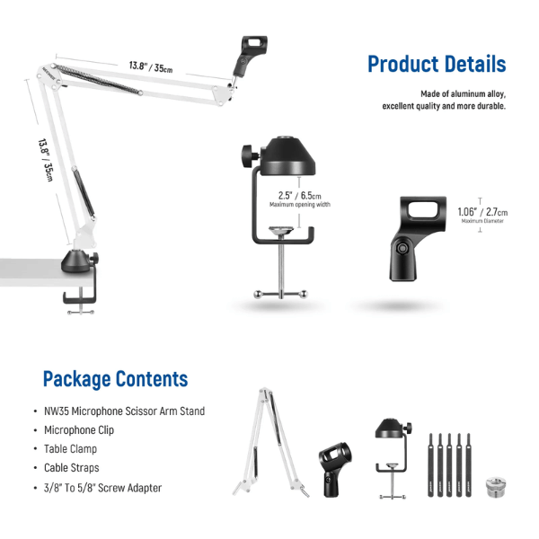 NEEWER NW-35 SUSPENSION BOOM SCISSOR MIC ARM STAND (21000030) (4) NEEWER NW-35 SUSPENSION BOOM SCISSOR MIC ARM STAND (21000030) En Tunisie
