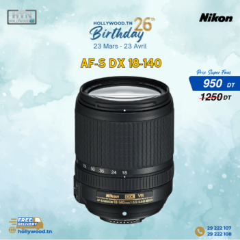 Promo Spéciale AF-S DX NIKKOR 18-140mm f/3.5-5.6G ED VR En Tunisie