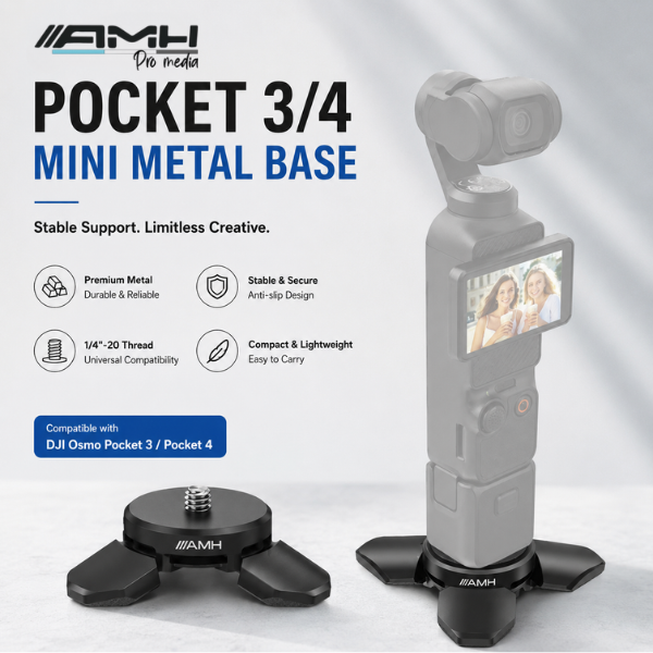 AMH Mini Metal Base for DJI OSMO Pocket4 & Pocket3 HTN AMH Mini Metal Base for DJI OSMO Pocket4 & Pocket3 En Tunisie