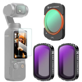 K&F Concept 3pcs Filter Kit, Magnetic CPL+ND4+ND8, HD for D JI Osmo Pocket 3 / DJI Osmo Pocket 4 Creator En Tunisie