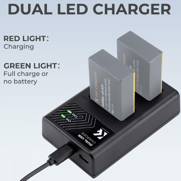 K&F Concept LP-E17 Dual Slot Quick Charger avec câble Type-C HTN K&F Concept LP-E17 Dual Slot Quick Charger avec câble Type-C En Tunisie