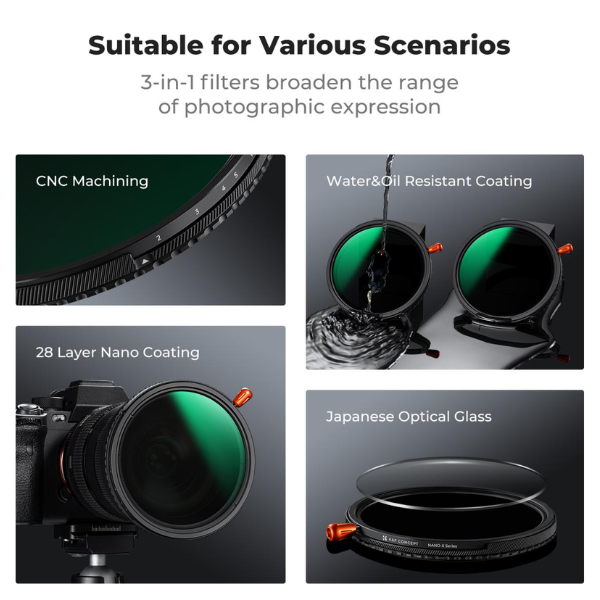 82mm 3-in-1 CPL & Variable ND2~ND32 & Black Mist 1/4 Lens Filter HD Waterproof HTN 82mm 3-in-1 CPL & Variable ND2~ND32 & Black Mist 1/4 Lens Filter HD Waterproof En Tunisie
