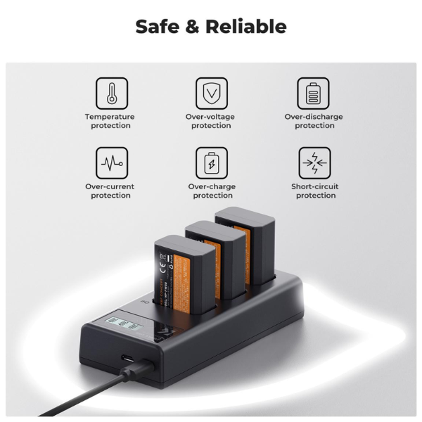 K&F Concept NP-FW50 Three Slot Battery Charger with LCD screen HTN K&F Concept NP-FW50 Three Slot Battery Charger with LCD screen En Tunisie
