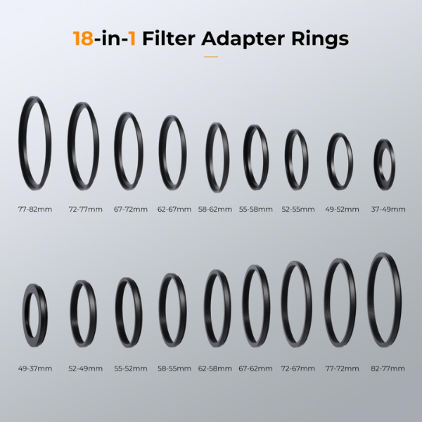 18 Pieces Filter Ring Adapter Set, Camera Lens Filter Metal Stepping Rings Kit HTN 18 Pieces Filter Ring Adapter Set, Camera Lens Filter Metal Stepping Rings Kit En Tunisie