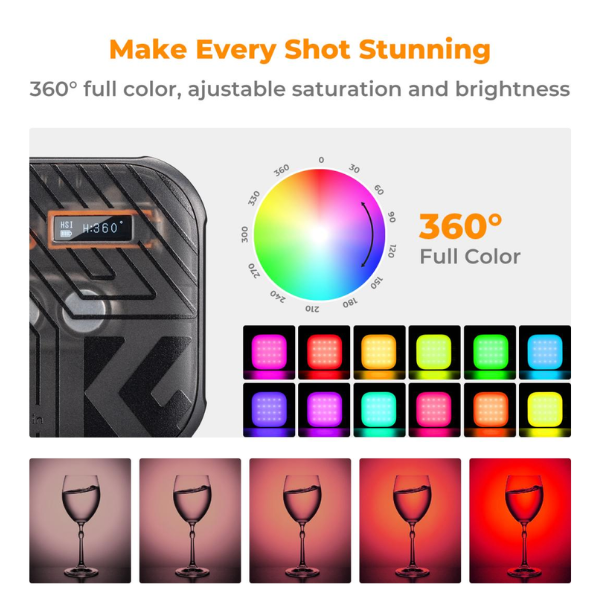 Torche K&F Concept RGB Mini Video Light 360°, 2500K-9900K (Noir) HTN Torche K&F Concept RGB Mini Video Light 360°, 2500K-9900K (Noir) En Tunisie