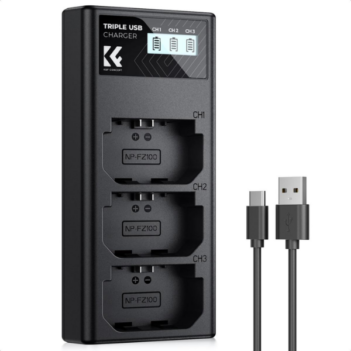 K&F Concept NP-FZ100 Three Slot Battery Charger avec écran LCD En Tunisie