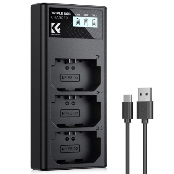 K&F Concept NP-FZ100 Three Slot Battery Charger avec écran LCD HTN K&F Concept NP-FZ100 Three Slot Battery Charger avec écran LCD En Tunisie